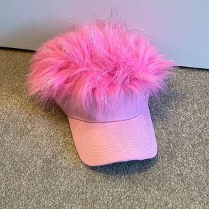 Pink fake hair hat
